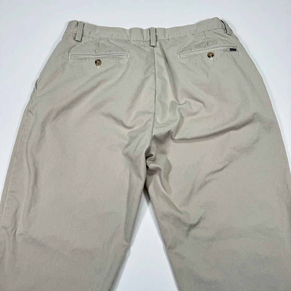 Polo Ralph Lauren Mens Chinos 34x32 Khaki Relaxed Fit Cotton Twill Casual